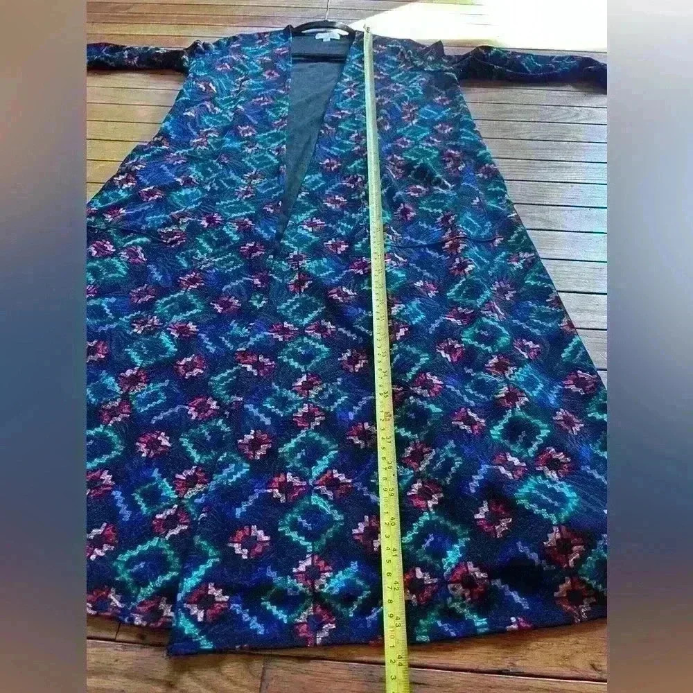 LuLaRoe Duster Long Cardigan Size Small Open Front Colorful Geometric Chore - Picture 2 of 7
